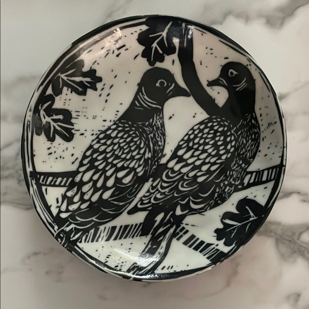 Black and White Ceramic Bird Plate